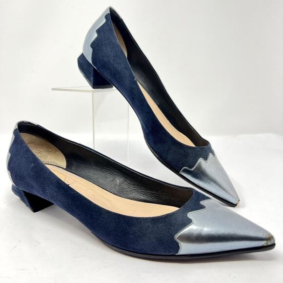 Fendi Leather Low Heel Flats Shoes Women IT 40 Pointed Toe Slip On Made in Italy - Picture 1 of 11